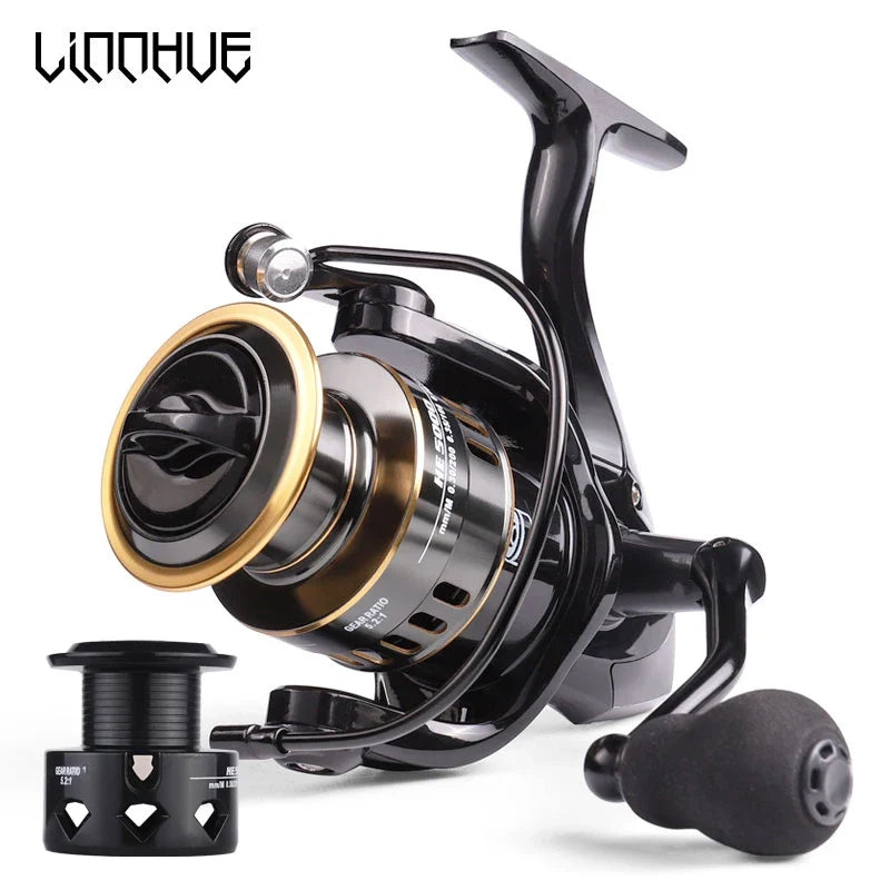 LINNHUE Fishing Reel HE7000 Max Drag 10kg 5.2:1 High Speed Metal Spool Spinning Reel Saltwater Reel carp Reel Fishing Send Line