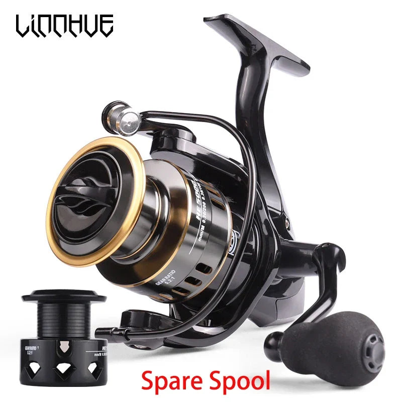 LINNHUE Fishing Reel HE7000 Max Drag 10kg 5.2:1 High Speed Metal Spool Spinning Reel Saltwater Reel carp Reel Fishing Send Line